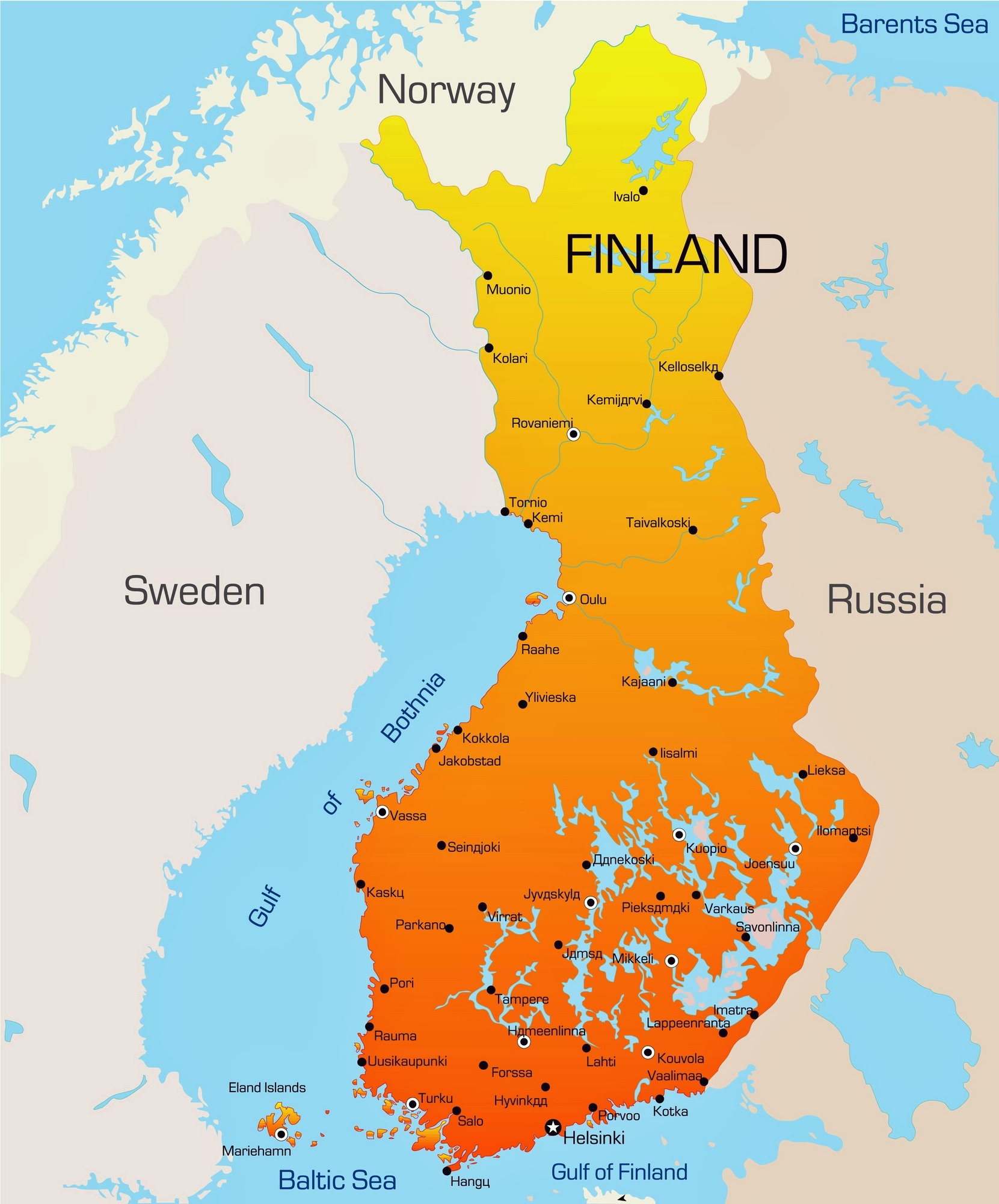 Detayl Finlandiya Haritas Finlandiya Ba Kenti Ve Ehirleri