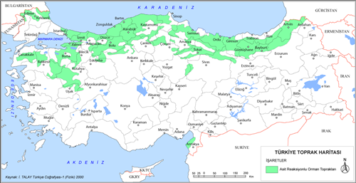 Trkiye Kahverengi Orman Topraklar Haritas
