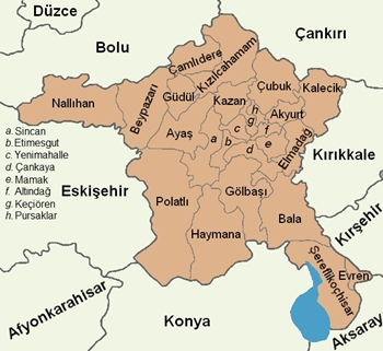 Ankara ve ileleri haritas