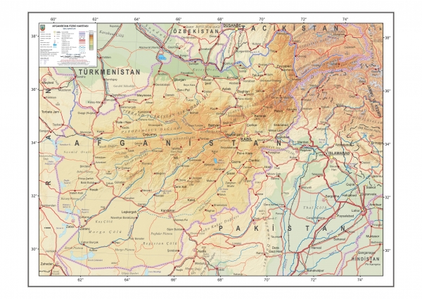 Afganistan fiziki haritas