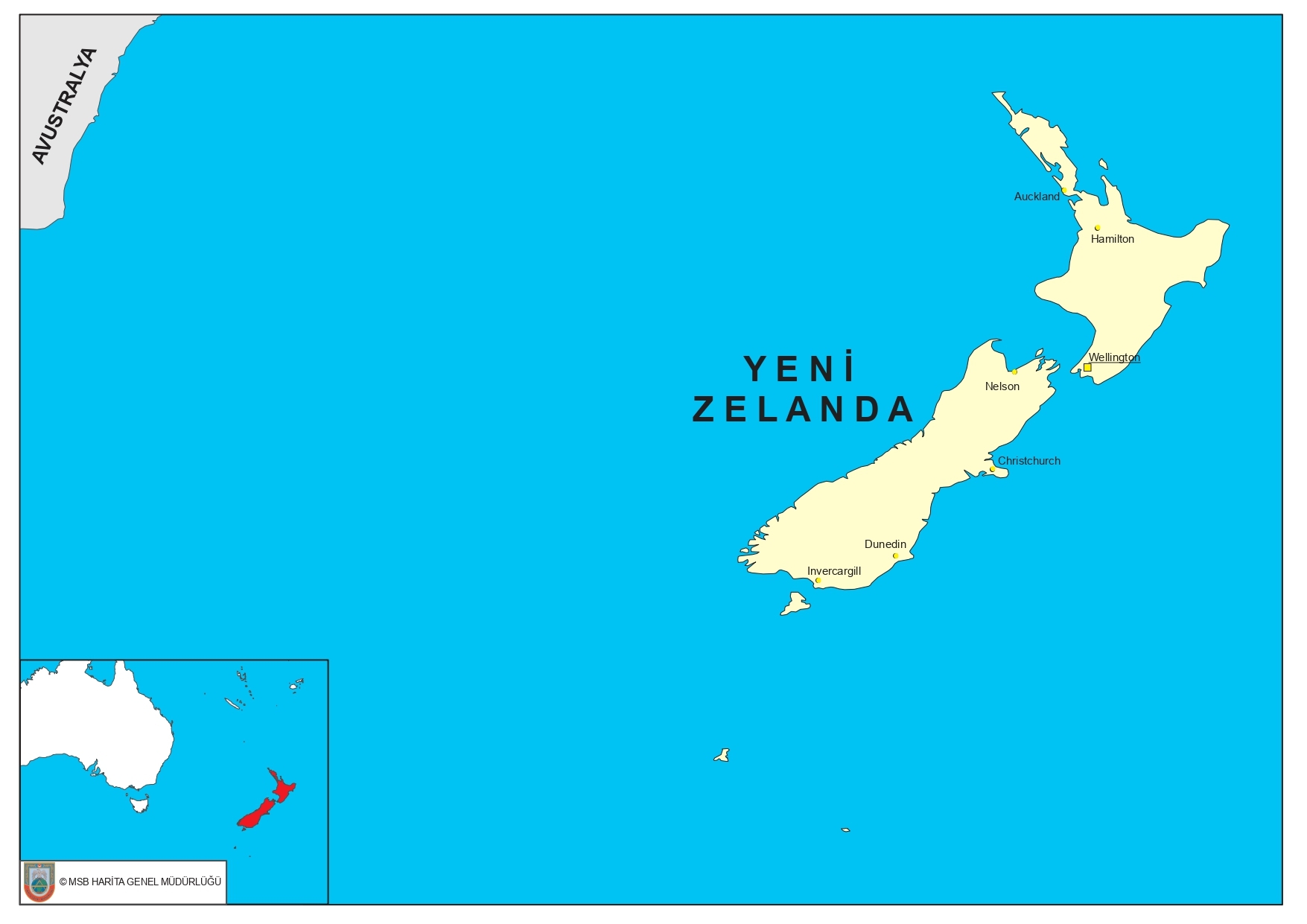Detaylı Yeni Zelanda Haritası - Fiziki ve Siyasi Harita, Şehirler ve ...