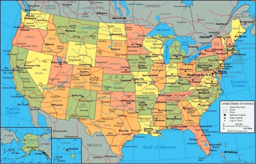 Amerika Birleik Devletleri blgelerin ve ehirlerin haritas